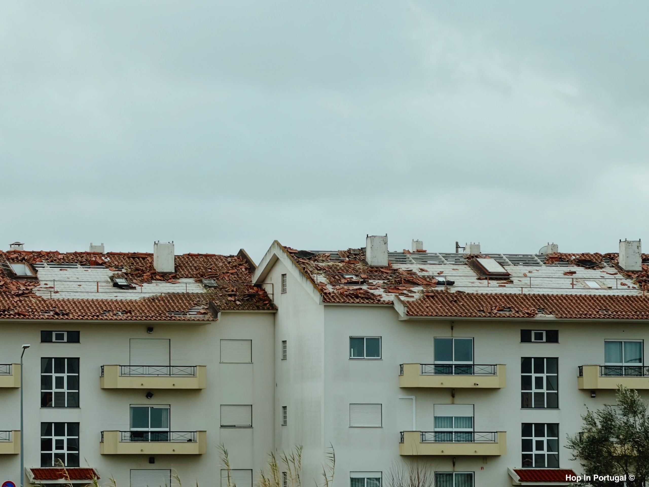 Houses destruction by wind Portugal, Storm Kristin hit Central Portugal
