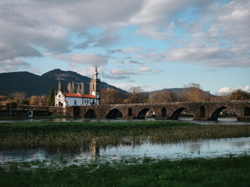 Ponte de Lima (with the ancient bridge and River, possible flood alert in Portugal)