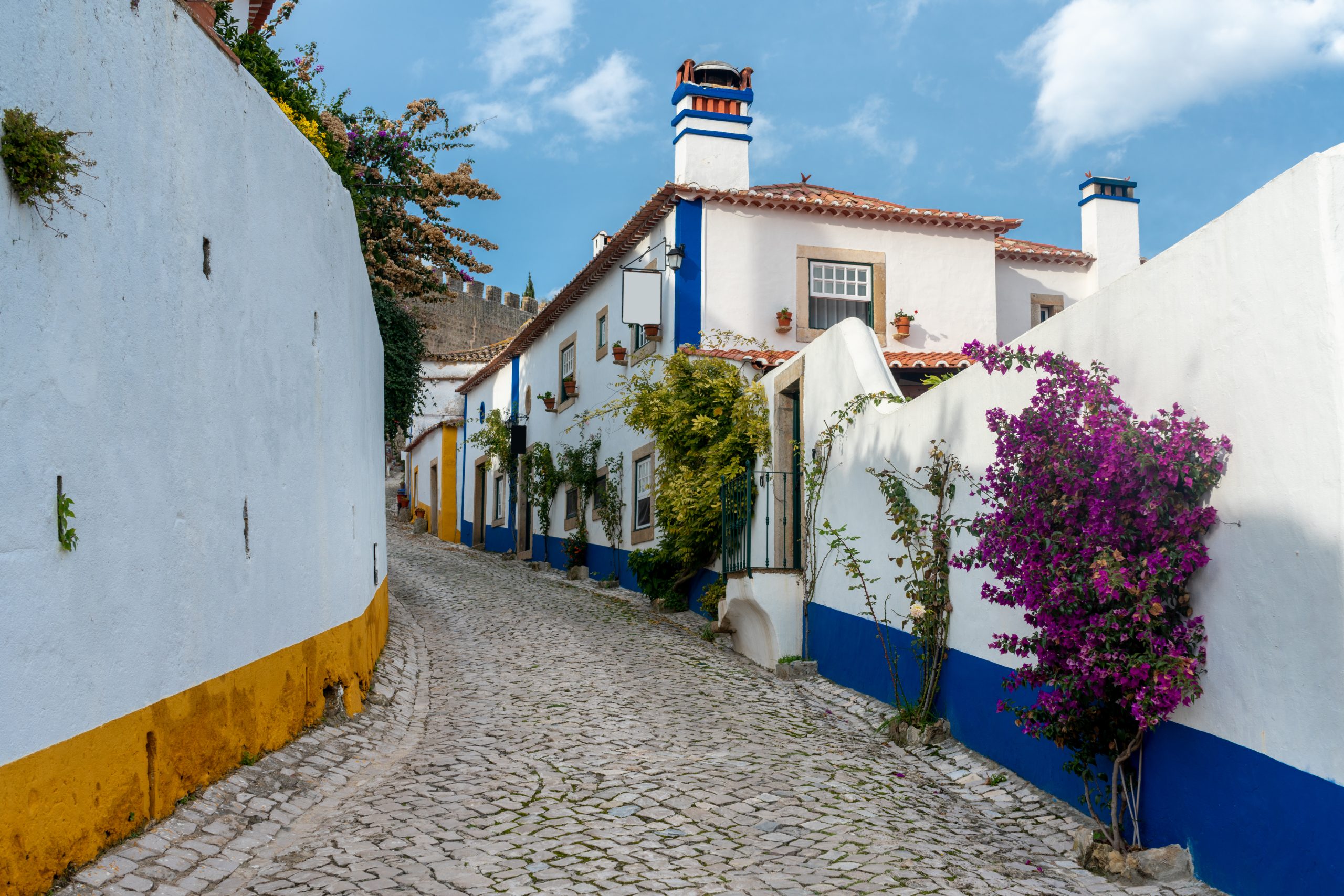Typical street of the medieval village of Óbidos in Portugal