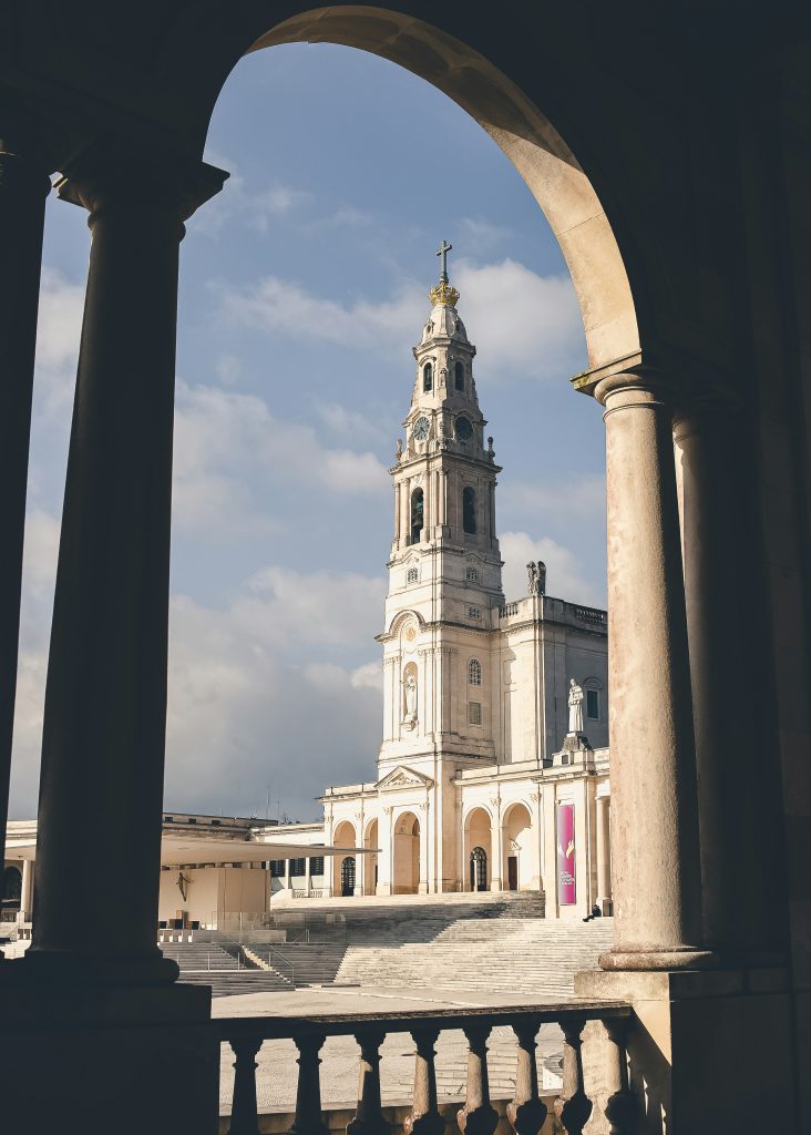 Fátima sanctuary in Portugal, view from archway