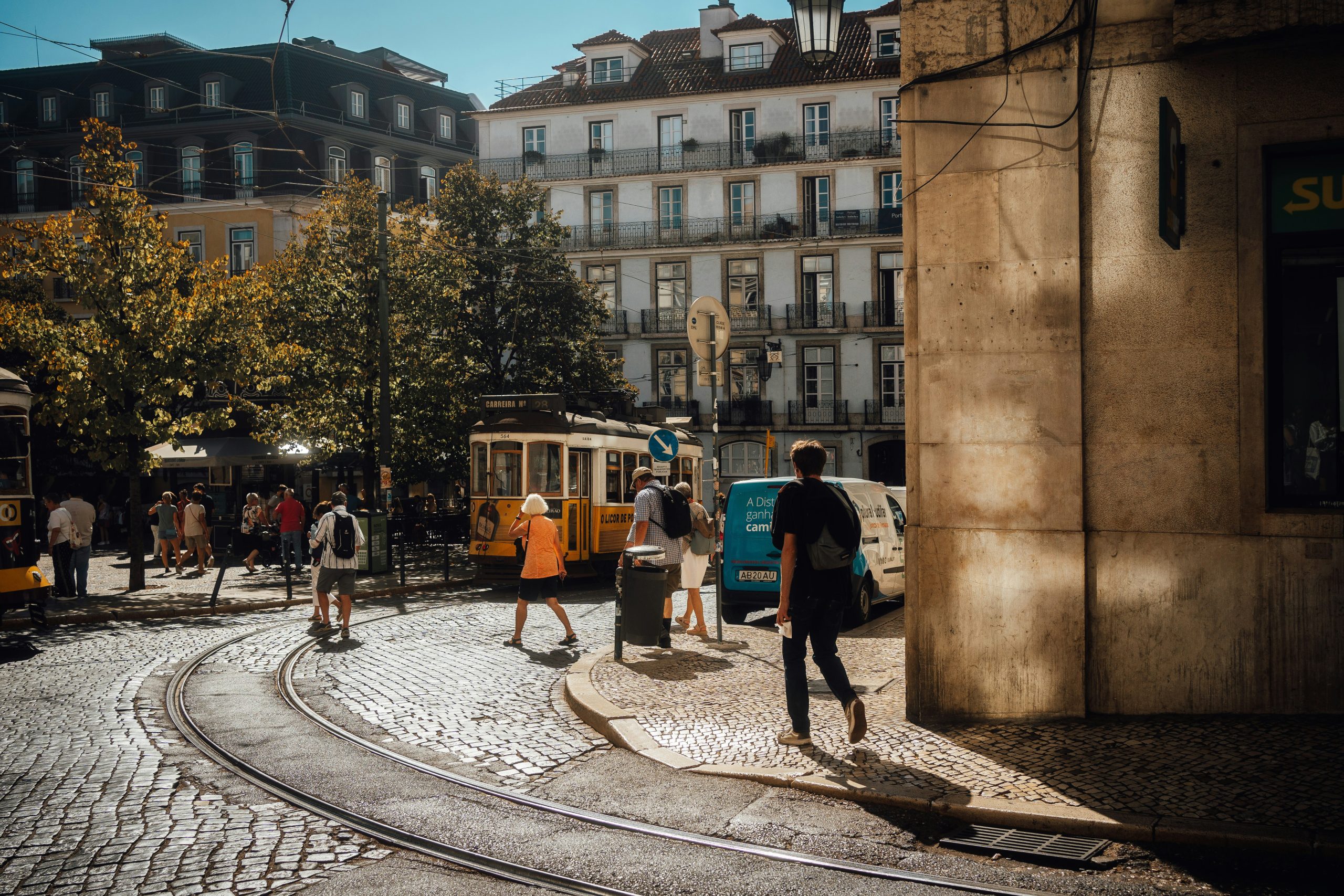 People walking in Lisbon Street, Portugal