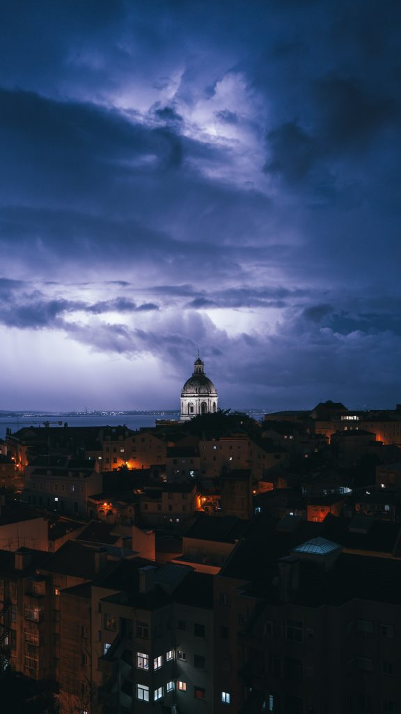 Storm near Lisbon National Pantheon,  Possible thunderstorm in Portugal like the thunderstorms in portugal April 28