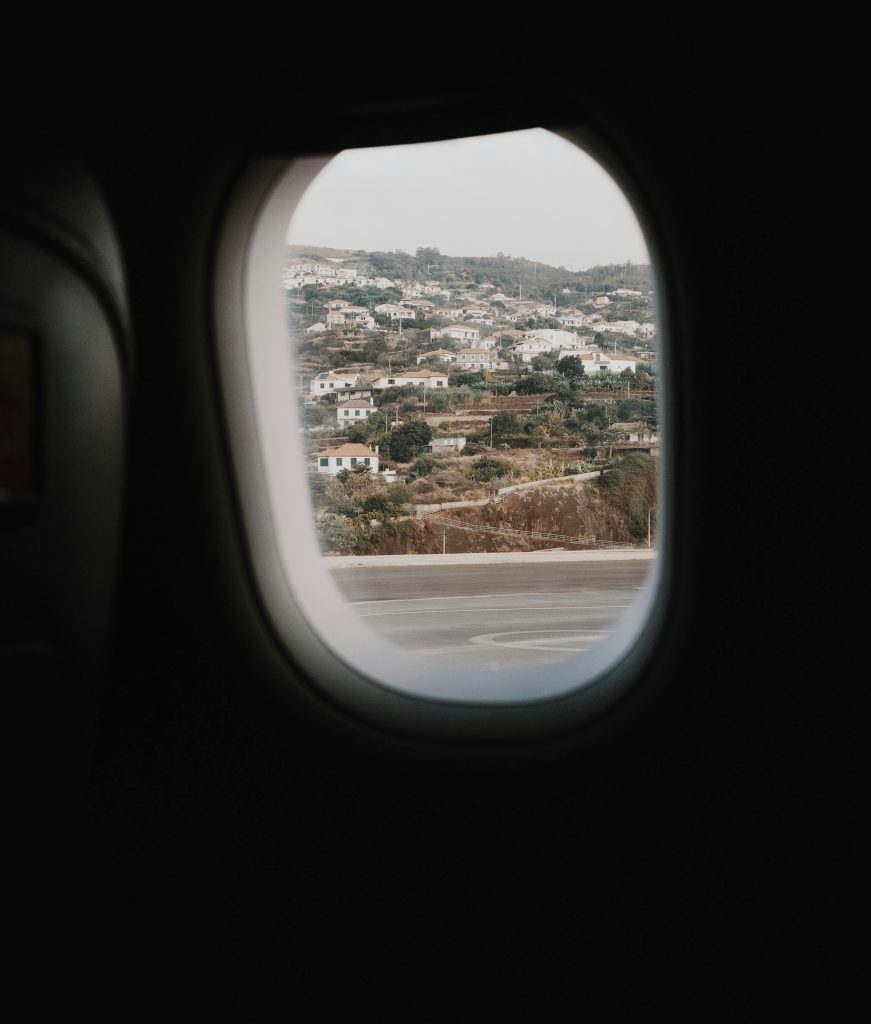Looking out of Airplane Window at Madeira Airport, where pilots require special training for takeoff/landing